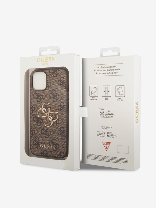Guess Guess PU 4G Metal Logo Back Cover za iPhone 15 Brown
