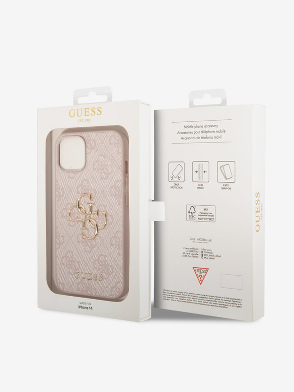 Guess Guess PU 4G Metal Logo Back Cover za iPhone 14 Pink