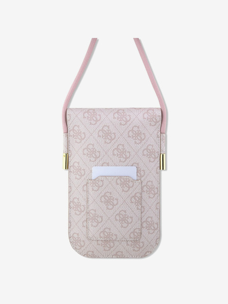 Guess Guess PU 4G kovinski logotip z napisom za telefon roza