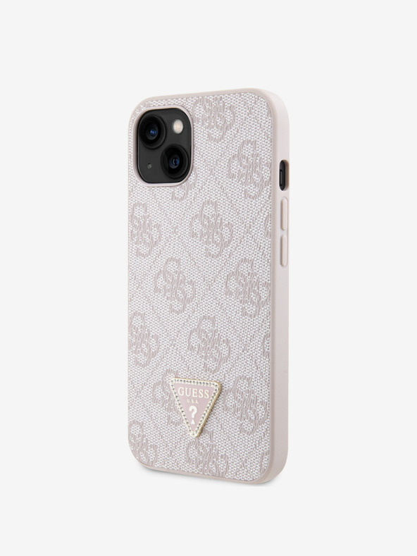 Guess Guess PU 4G Strass Triangle Metal Logo Back Cover za iPhone 15 Pink