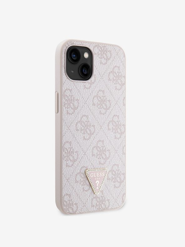 Guess Guess PU 4G Strass Triangle Metal Logo Back Cover za iPhone 15 Pink