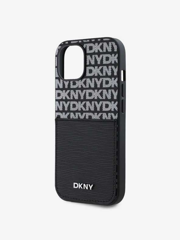 DKNY PU usnje s ponavljajočim se vzorcem žepa za kartice hrbtni ovitek za iPhone 14 črno DKNY