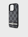 DKNY PU usnje s karirastim vzorcem in črtami Zadnji ovitek za iPhone 12/12 Pro Black DKNY