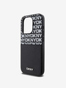 DKNY PU Usnje Ponavljajoči se vzorec žepa za kartice za iPhone 14 Pro Black DKNY