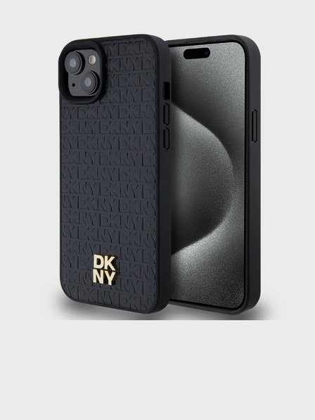 DKNY PU Leather Repeat Pattern Stack Logo Magsafe Back Cover za iPhone 13 Black DKNY