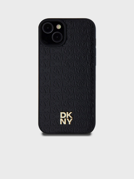 DKNY PU Leather Repeat Pattern Stack Logo Magsafe Back Cover za iPhone 13 Black DKNY