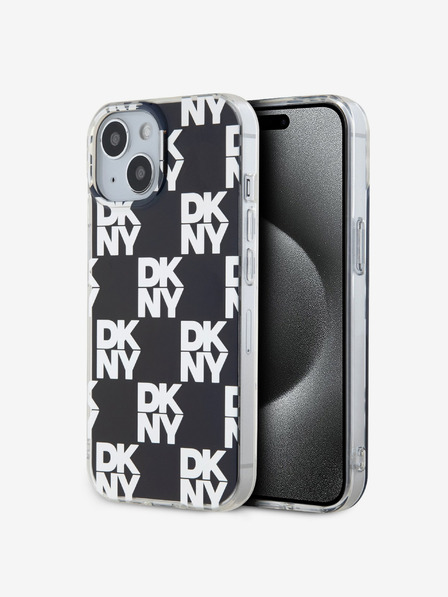 DKNY PC/TPU hrbtni ovitek s kvačkanim vzorcem za iPhone 15 črn DKNY