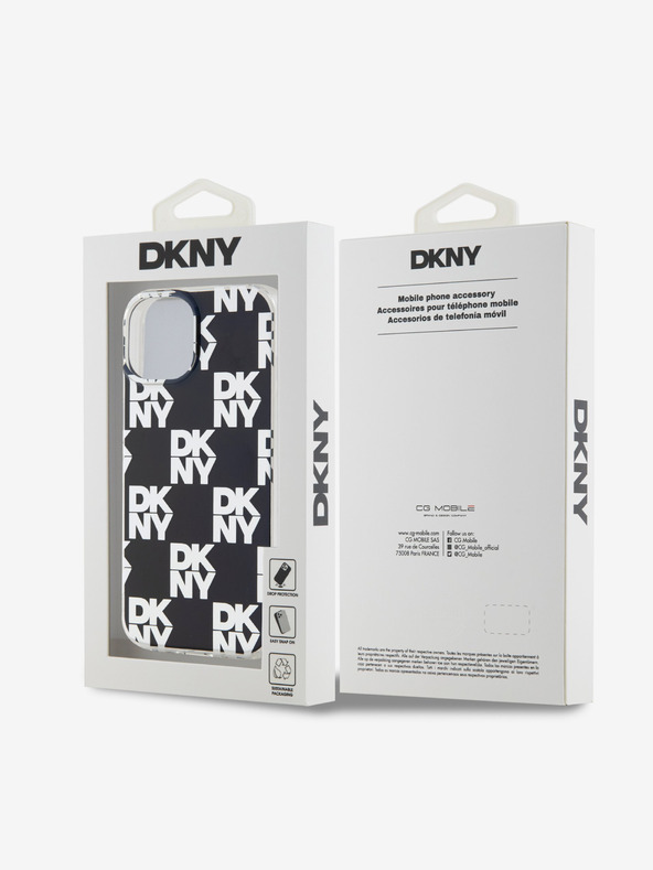 DKNY PC/TPU hrbtni ovitek s kvačkanim vzorcem za iPhone 15 črn DKNY
