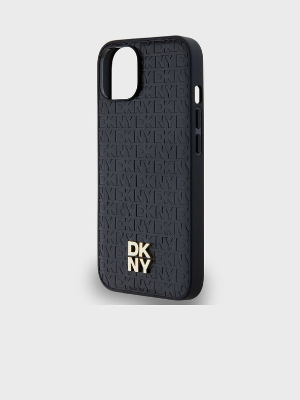 DKNY PU Leather Repeat Pattern Stack Logo Magsafe Back Cover za iPhone 15 Black DKNY