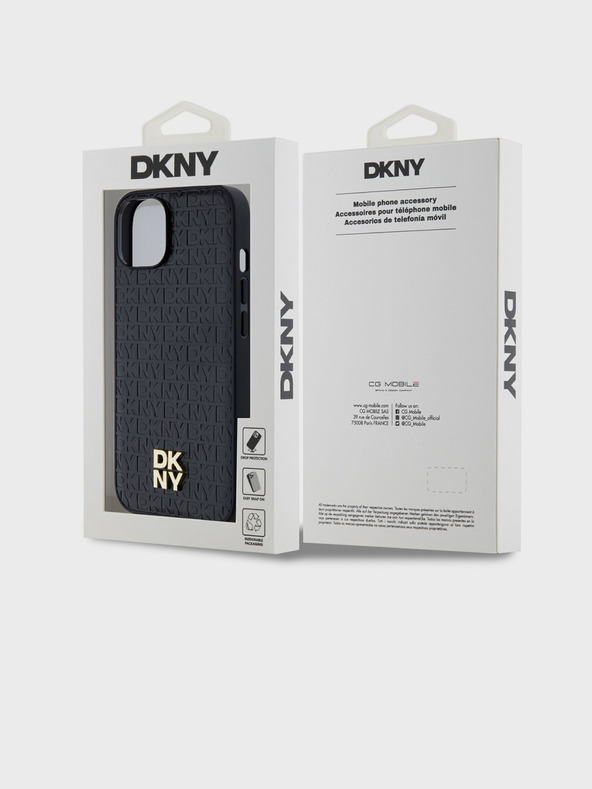 DKNY PU Leather Repeat Pattern Stack Logo Magsafe Back Cover za iPhone 15 Black DKNY