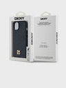 DKNY PU Leather Repeat Pattern Stack Logo Magsafe Back Cover za iPhone 15 Black DKNY