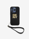 DKNY PU Leather Stack Logo Wrist Strap Back Cover za iPhone 15 Pro Black DKNY