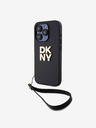 DKNY PU Leather Stack Logo Wrist Strap Back Cover za iPhone 15 Pro Black DKNY