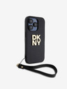 DKNY PU Leather Stack Logo Wrist Strap Back Cover za iPhone 15 Pro Black DKNY