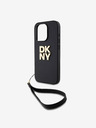 DKNY PU Leather Stack Logo Wrist Strap Back Cover za iPhone 15 Pro Black DKNY