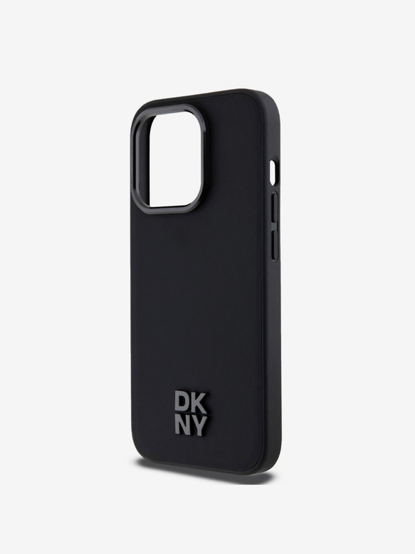 DKNY PU usnje Stack Logo Magsafe hrbtni ovitek za iPhone 14 Pro Max Black DKNY