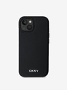 DKNY PU Usnje Silver Metal Logo Magsafe Back Cover za iPhone 13 Black DKNY