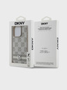 DKNY PU Usnje s kvačkanim vzorcem in črto na hrbtni strani za iPhone 15 Pro Max Beige DKNY