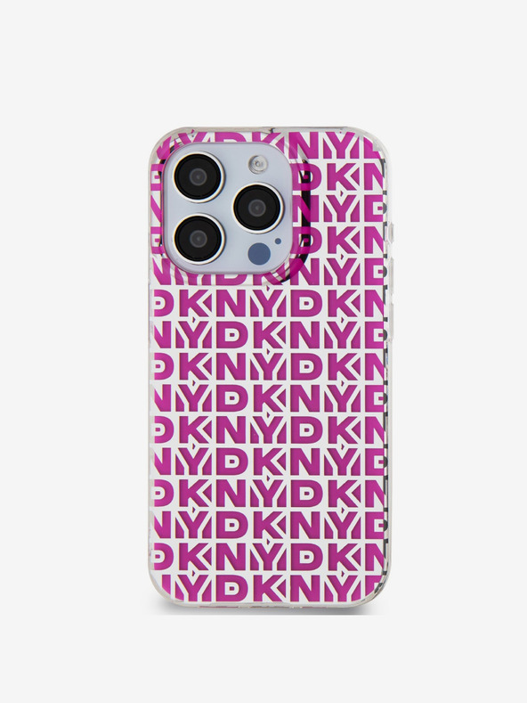 DKNY PC/TPU hrbtni ovitek s ponavljajočim se vzorcem za iPhone 15 Pro Max Pink DKNY