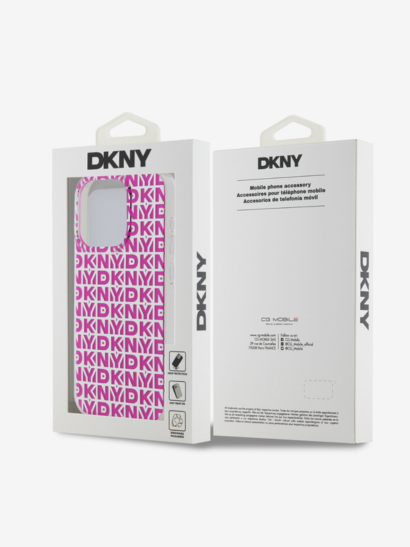 DKNY PC/TPU hrbtni ovitek s ponavljajočim se vzorcem za iPhone 15 Pro Max Pink DKNY