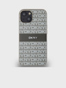 DKNY PU Leather Repeat Pattern Tonal Stripe Back Cover za iPhone 14 Beige DKNY