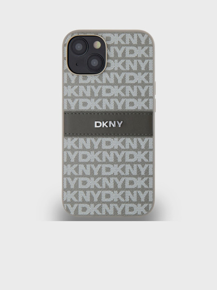 DKNY PU Leather Repeat Pattern Tonal Stripe Back Cover za iPhone 14 Beige DKNY