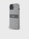 DKNY PU Leather Repeat Pattern Tonal Stripe Back Cover za iPhone 14 Beige DKNY