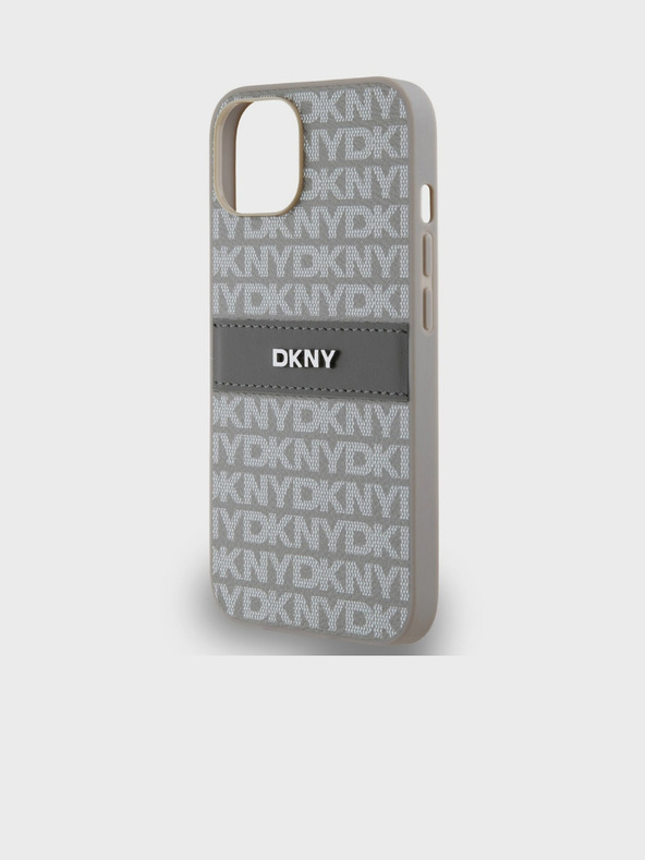 DKNY PU Leather Repeat Pattern Tonal Stripe Back Cover za iPhone 14 Beige DKNY