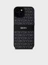 DKNY PU usnje s ponavljajočim se vzorcem v obliki tonskega traku hrbtni ovitek za iPhone 15 Black DKNY