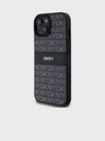DKNY PU usnje s ponavljajočim se vzorcem v obliki tonskega traku hrbtni ovitek za iPhone 15 Black DKNY