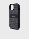 DKNY PU usnje s ponavljajočim se vzorcem v obliki tonskega traku hrbtni ovitek za iPhone 15 Black DKNY