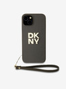 DKNY PU Leather Stack Logo Wrist Strap Back Cover za iPhone 14 Brown DKNY