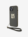 DKNY PU Leather Stack Logo Wrist Strap Back Cover za iPhone 14 Brown DKNY