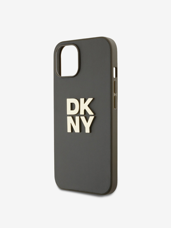 DKNY PU Leather Stack Logo Wrist Strap Back Cover za iPhone 14 Brown DKNY