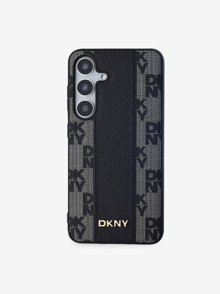 DKNY PU usnje s kvačkanim vzorcem Magsafe hrbtni ovitek za Samsung Galaxy S24 Black DKNY
