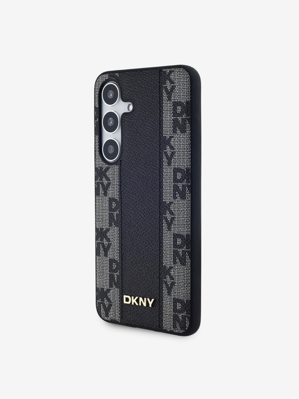 DKNY PU usnje s kvačkanim vzorcem Magsafe hrbtni ovitek za Samsung Galaxy S24 Black DKNY