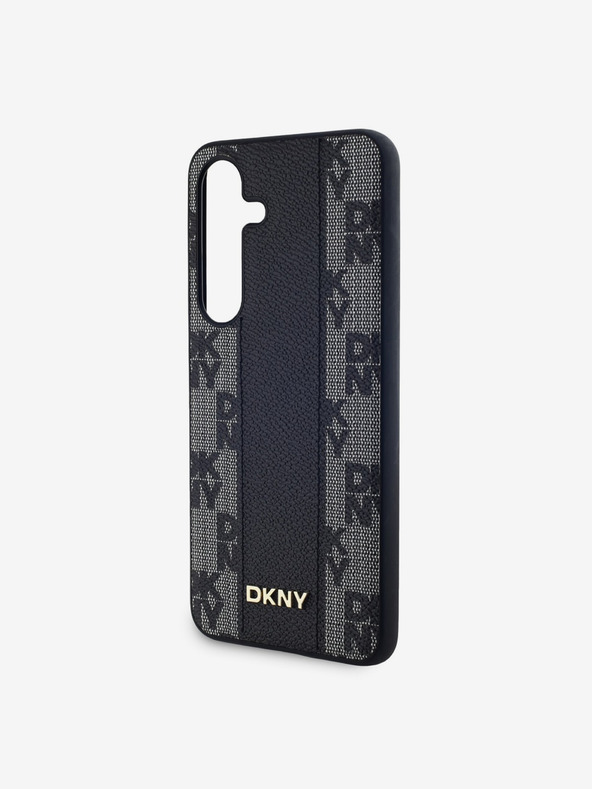 DKNY PU usnje s kvačkanim vzorcem Magsafe hrbtni ovitek za Samsung Galaxy S24 Black DKNY