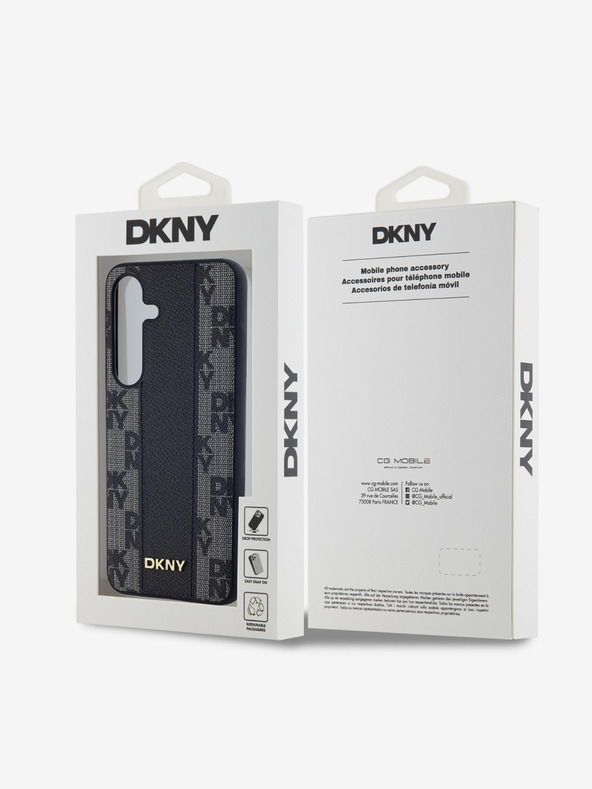 DKNY PU usnje s kvačkanim vzorcem Magsafe hrbtni ovitek za Samsung Galaxy S24 Black DKNY