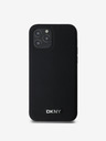 DKNY PU usnje Srebrni kovinski logotip Magsafe hrbtni ovitek za iPhone 12/12 Pro Black DKNY