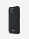 DKNY PU usnje Srebrni kovinski logotip Magsafe hrbtni ovitek za iPhone 12/12 Pro Black DKNY
