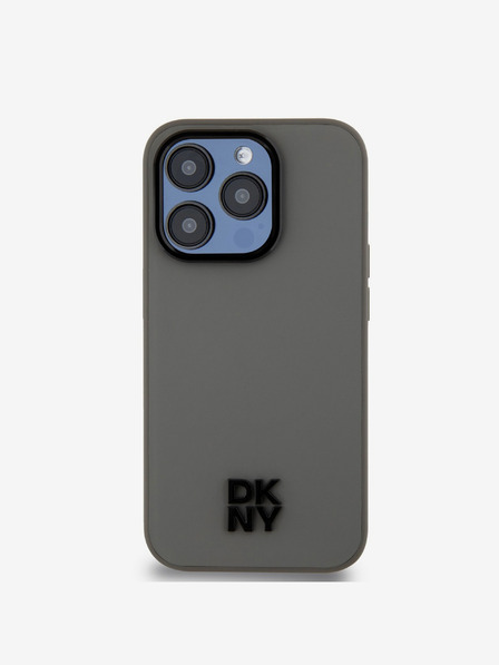 DKNY PU Usnje Stack Logo Magsafe hrbtni ovitek za iPhone 15 Pro Max Grey DKNY