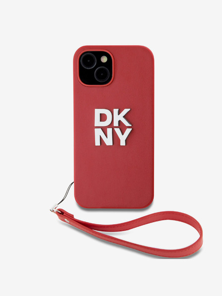 DKNY Zadnja prevleka iz PU usnja z logotipom za zapestje za iPhone 14 rdeča DKNY