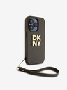 DKNY PU Leather Stack Logo Wrist Strap Back Cover za iPhone 14 Pro Brown DKNY