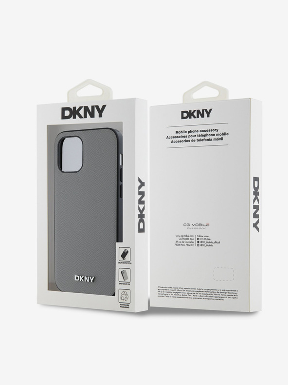 DKNY PU Leather Silver Metal Logo Magsafe Back Cover za iPhone 12/12 Pro Grey DKNY