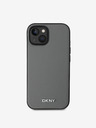 DKNY PU Leather Silver Metal Logo Magsafe Back Cover za iPhone 15 Grey DKNY