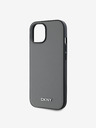 DKNY PU Leather Silver Metal Logo Magsafe Back Cover za iPhone 15 Grey DKNY