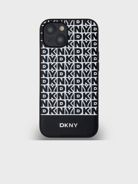 DKNY PU Usnje Repeat Pattern Bottom Stripe MagSafe Back Cover za iPhone 13 Black DKNY