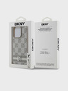DKNY PU Usnje s kvačkanim vzorcem in črto na hrbtni strani za iPhone 14 Pro Max Beige DKNY