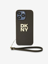 DKNY PU Leather Stack Logo Wrist Strap Back Cover za iPhone 15 Pro Brown DKNY