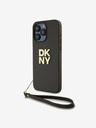 DKNY PU Leather Stack Logo Wrist Strap Back Cover za iPhone 15 Pro Brown DKNY